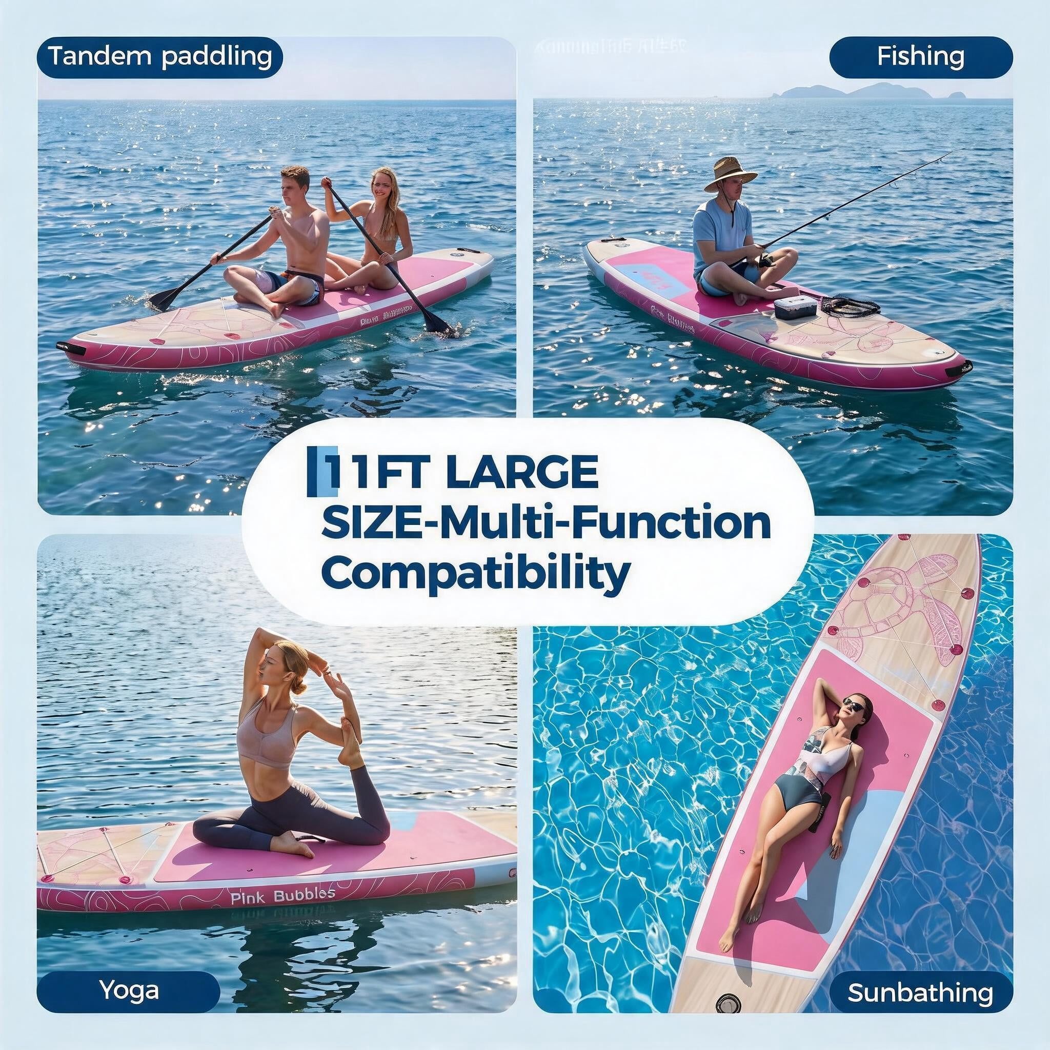 11ft Inflatable Stand Up Paddle Board, 34" Wide Ultra-Stable ISUP with Water Bag, 420 lbs Weight Capacity, 6" Thick Durable Non-Slip Deck, All-Round Paddle Board for Adults & Youth