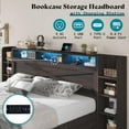 thumbnail image 3 of Amerlife Full Size Bed Frame with Lift Up Storage & Bookcase Headboard, LED & Charging, Black, 3 of 10