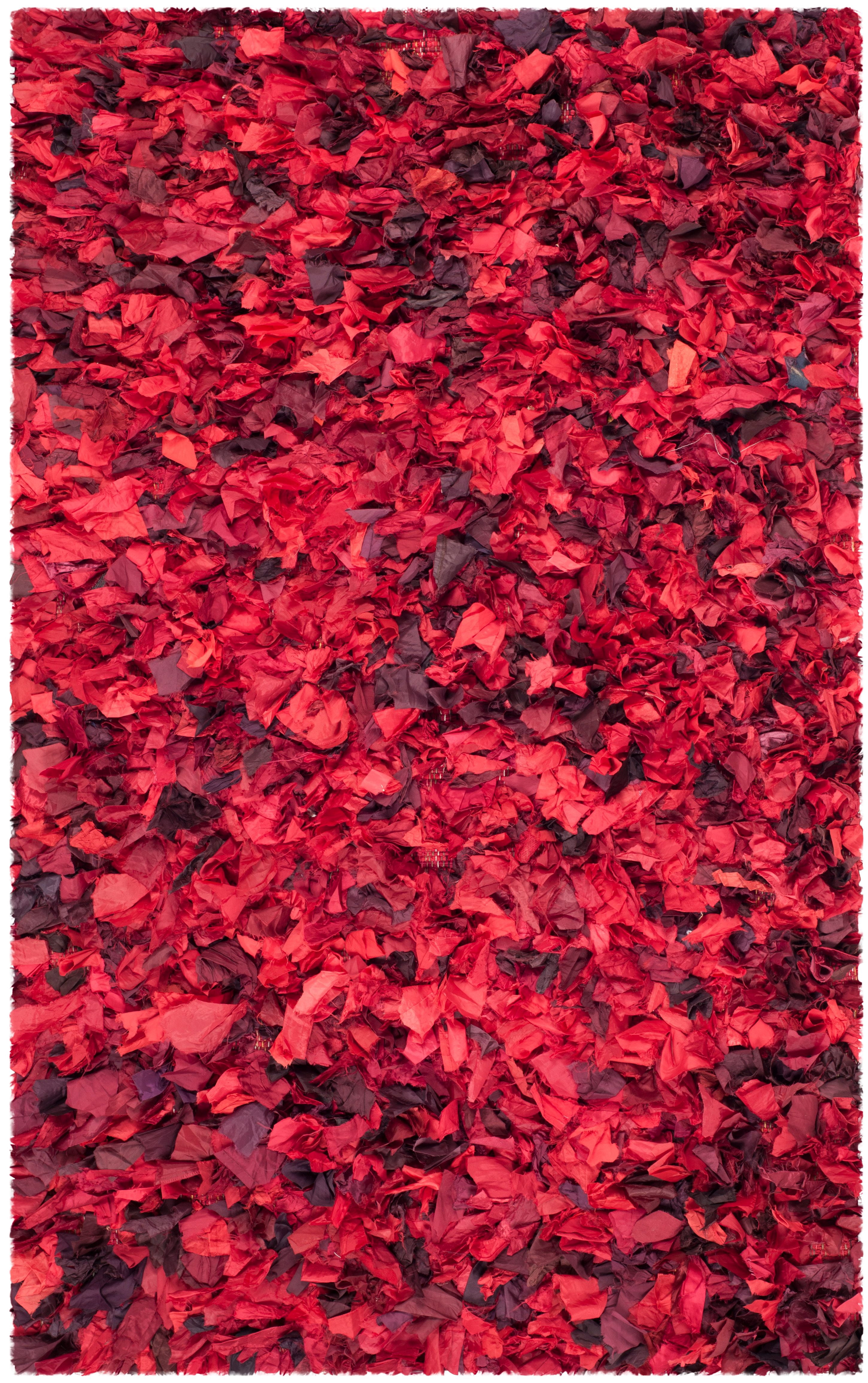 SAFAVIEH Rio Cassandra Confetti Polyester Shag Area Rug, Red/Multi, 4' x 6'