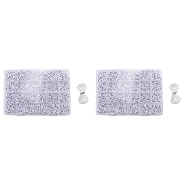 2400Pcs Letter Beads Sorted Alphabet Beads White Letter Bead Kit Round Letter Beads for Jewelry Making with Plastic Box