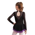 thumbnail image 2 of Raenseen Figure Ice Skating Dress for Girls Mesh Long Sleeve Sparkly Rhinestones Gymnastics Leotard Ballet Dance Outfit Purple 8, 2 of 7