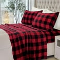 thumbnail image 5 of Elegant Comfort 4-Piece Velvet Plush Flannel Sheet Set , Non Pilling Fuzzy Velvet Flannel Fleece Deep Pocket Sheet Set - King, Buffalo Red, 5 of 5