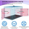 thumbnail image 3 of BestPet Large Dog Crate, 30" Blue, Metal Wire, Double Door, Folding, with Plastic Tray & Handle, 3 of 7