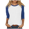 thumbnail image 1 of TSADFHJI Hauts Peplum pour Femmes Formels Femmes Manches 3/4 Haut Été Décontracté Polyvalent Raglan Col Rond Chemise Décontractée Haut TTG Bleu, 1 of 5