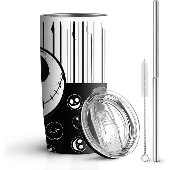 Skull 20 Oz Stainless Steel Tumbler Leak Proof Tumbler with Straw and Lid, Travel Coffee Mug for Home Outdoor, Thermal Cups for Hot and Cold Drinks