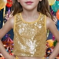 thumbnail image 2 of DHFJKG Sparkly Sequins Crop Top For Girls Carnival Performance Glitter Slim Fit Sleeveless Tee Dance Party Trendy Tops, 2 of 4