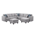 thumbnail image 4 of Fabric Reversible Sectional Modern Sofa With Two Ottoman-Light Gray, 4 of 12
