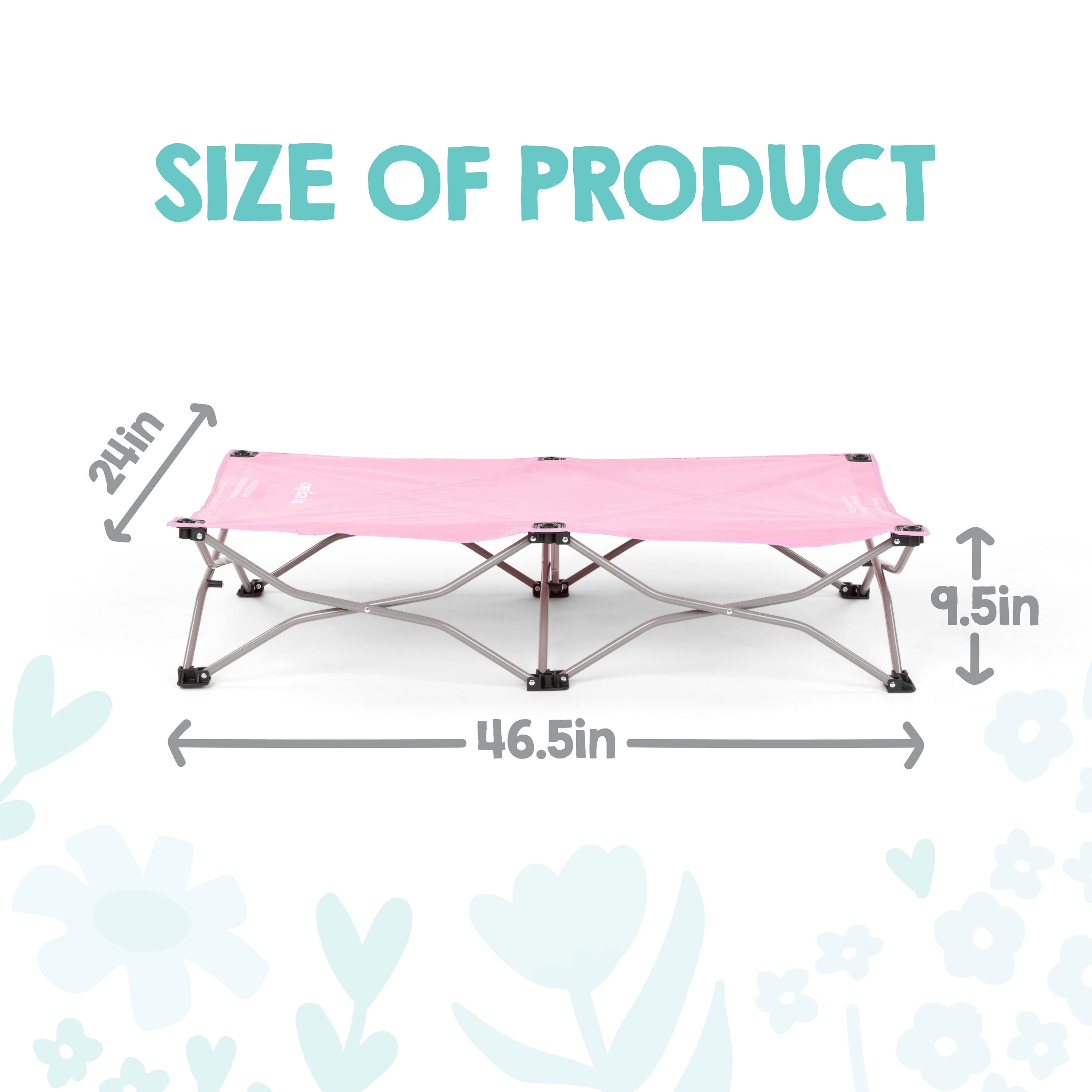Regalo My Cot Portable Toddler Bed, Lightweight Foldable Travel Bed for Kids, Pink