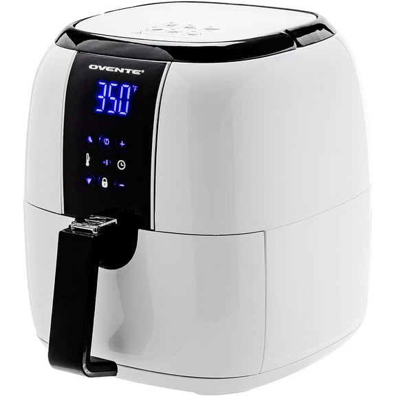 OVENTE 3.2qt Compact Air Fryer, 1400W Electric Cooker with Digital LED Screen, New - White FAD61302W