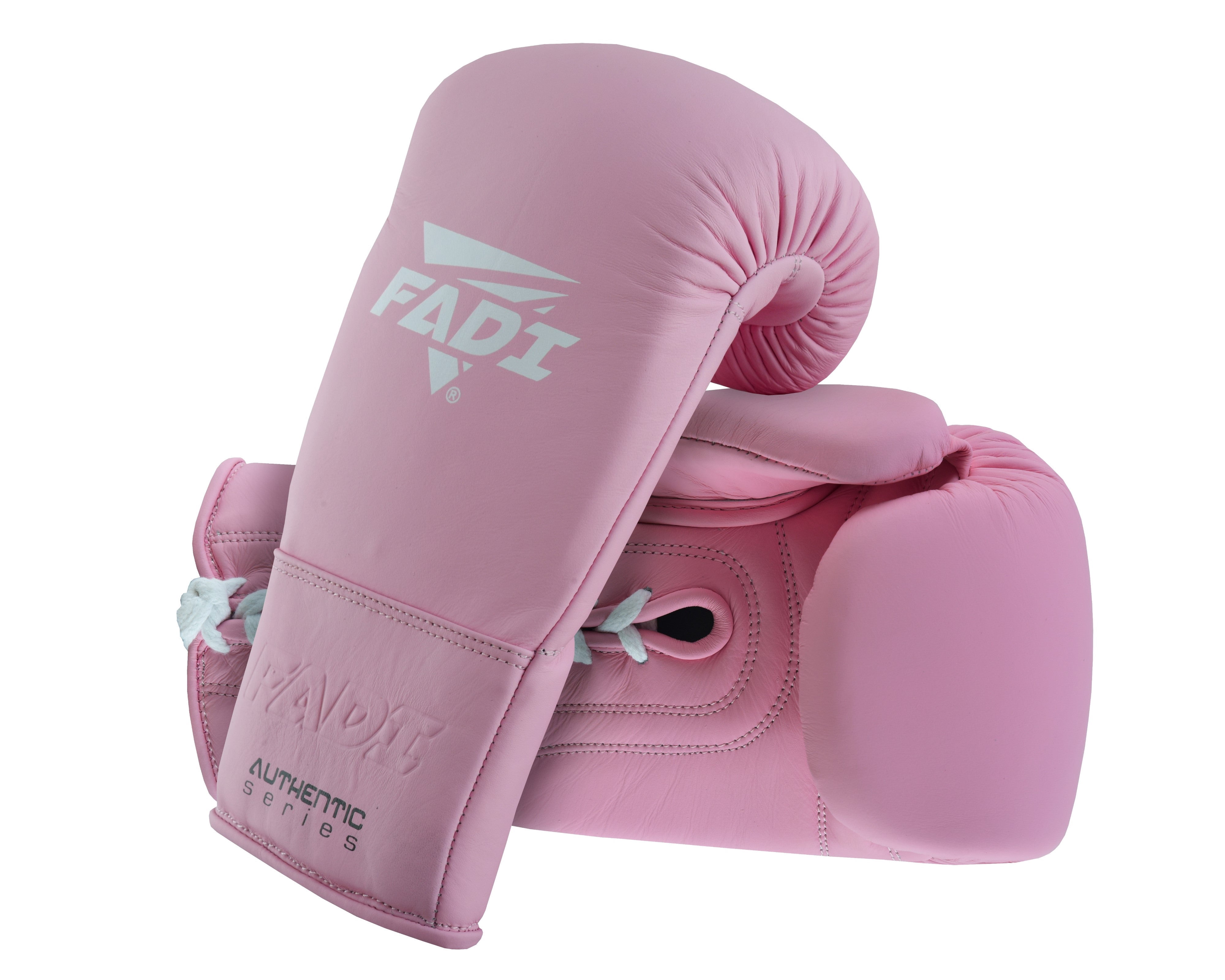 Fadi Sports A2 Lace-Up Boxing Gloves, for Training & Sparring, Matte Cowhide Leather, Pink - 12 oz