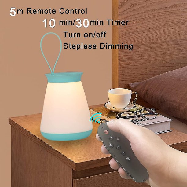Luces nocturnas recargables para guardería, lámpara de mesita de noche portátil remota para dormitorios, lámpara de mesita de noche totalmente regulable, linterna nocturna LED pa