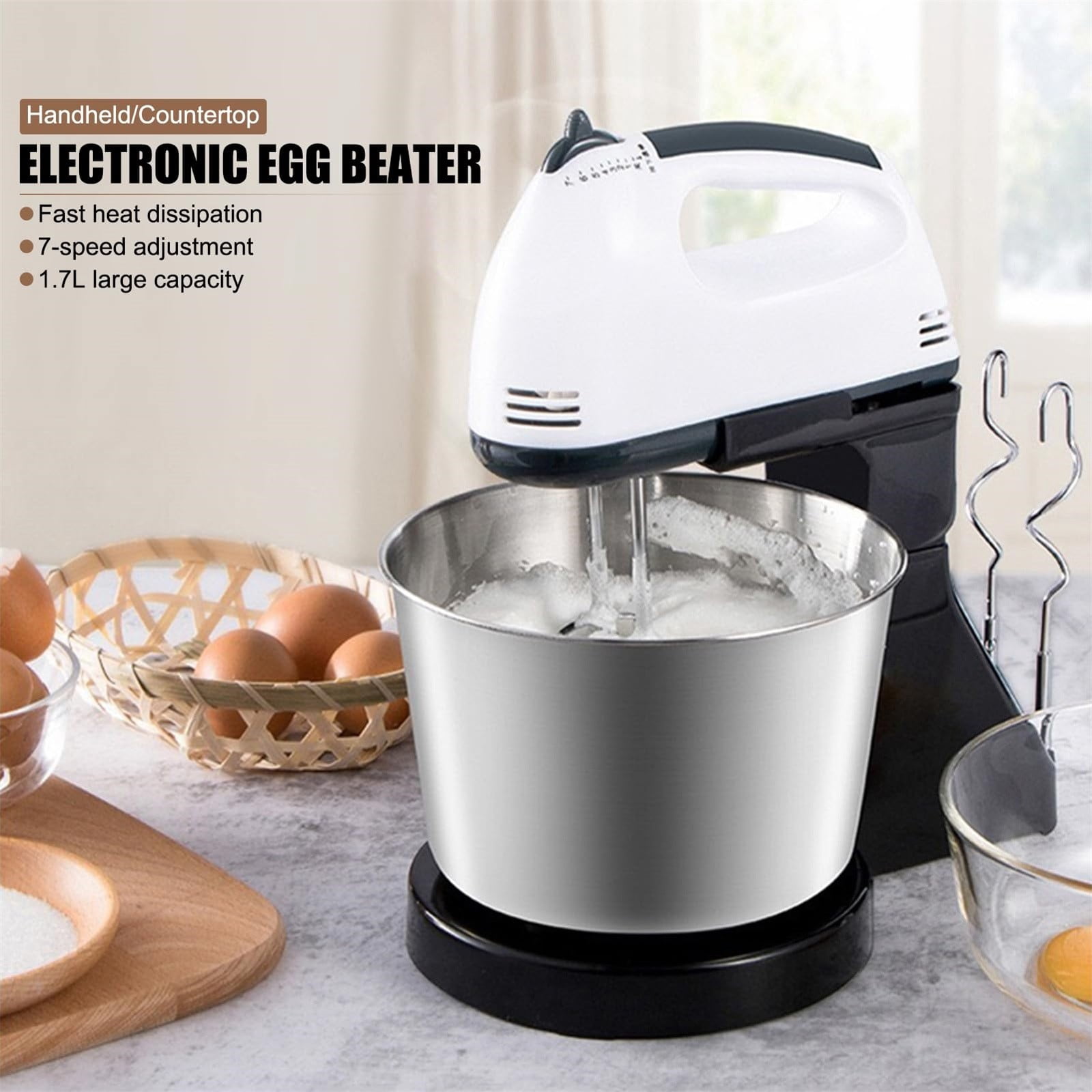 Stand Mixer Classic Stand And Hand Mixer Adjustable Stainless Steel Whisk Mixer For Frosting Meringue Dough Eggs Batter Mini Cooking Small Stainless Steel Things to Get Women for Christmas Stand Mixer