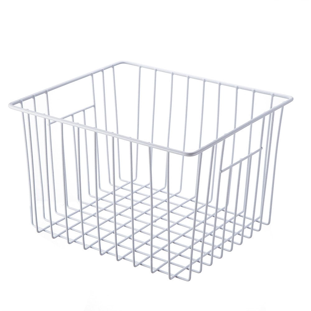 SANNO Freezer Wire Storage Organizer Basket, Refrigerator Storage Baskets Bins Organizer with Built-in Handles for Cabinets, Pantry, Closets, Bedrooms - Set of 2