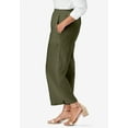 thumbnail image 3 of Jessica London Women's Plus Size Wide Leg Linen Crop Pants Elastic Waist, 3 of 3
