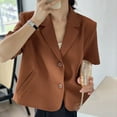thumbnail image 2 of vigerkar Cropped Blazers for Women Spring Summer Short Sleeve Jackets Casual Lightweight Work Office Blazer Tops Coffee, XL, 2 of 3