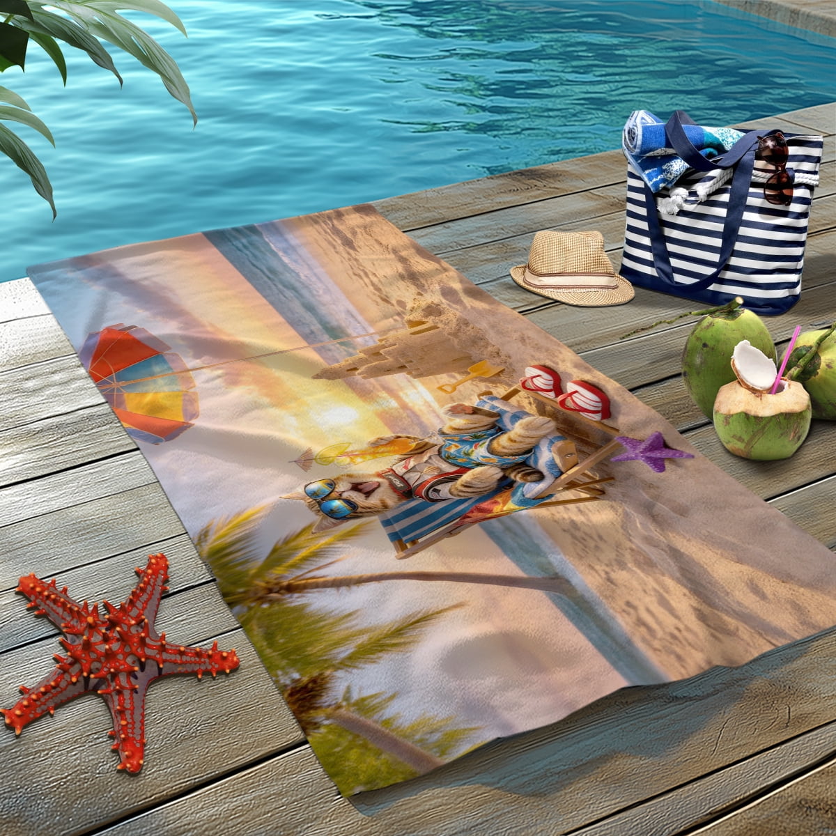 CCTFS Summer Beach Party 59×78in Oversized beach towels Microfiber for Beach Camping