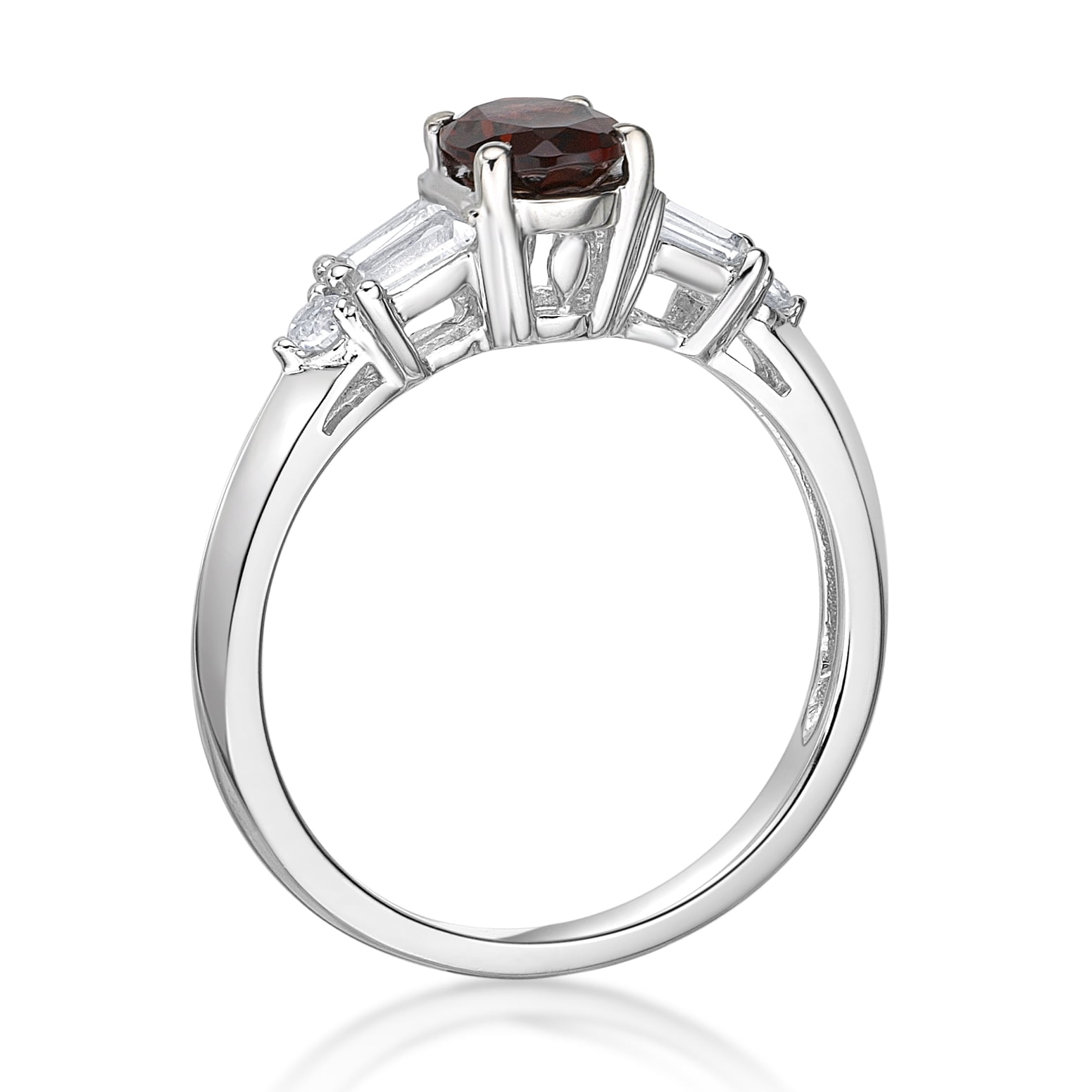 Jay Heart Designs 925 Sterling Silver Genuine Garnet and Created White Sapphire Ring