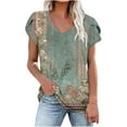 thumbnail image 2 of Womens Plus Size Tops,Womens Blouses Clearance,Fashion Women's Summer V-Neck Short Sleeve Print Casual T-shirt Blouse Shirt Best Sell, 2 of 4