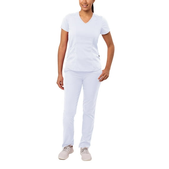 Adar Pro Core Classic Scrub Set For Women - Tailored V-Neck Scrub Top & Tailored Yoga Scrub Pants