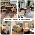 thumbnail image 6 of Farmhouse Accent Chair Rattan Armrests Fabric Upholstered Wooden Reading Armchair Living Bedroom Beige, 6 of 9
