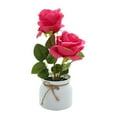thumbnail image 2 of Visland Artificial Potted Flower Fake Flowers in Pot Silk Rose Bouquet Decoration with Ceramics Vase Fake Plants Floral Arrangement for Table Centerpieces Home Office Wedding Decor, 2 of 8