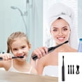 thumbnail image 4 of Cepillo de dientes negro con 4 cabezales para adultos y niños, cepillo de dientes sónico para uso doméstico, 4 of 8