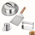 thumbnail image 1 of Bamboohart 4 Pcs/Ensemble Presse à Hamburger Outil de Presse à Hamburger Robuste avec Poignée Résistante à la Chaleur Pelle Plate pour Barbecue Presse à Hamburger Couvercle de Pot Presse à Sandwich m, 1 of 7