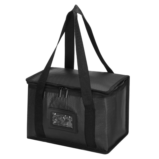 Unique Bargains Sac d'Épicerie Pliable Isolé Réutilisable 11'x6.7'x7.9' pour Livraison de Nourriture avec Fermeture Éclair, Noir
