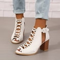thumbnail image 4 of Mepaouo Women Open Toe Booties Crisscross Straps High Heel Ankle Strap Fashion Sandals(White,9), 4 of 6