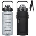 thumbnail image 1 of Botella de agua 2 litros,Bote de agua Portátil para Gimnasio,Botella Deportiva con Marcas de Tiempo Reutilizable y sin BPA,Termo agua de Gran Capacidad,para Gimnasio,Viajes,Oficina,negra, 1 of 4