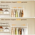 thumbnail image 6 of L3 Industrial Pipe Closet Organizer System, Wall Mounted Clothes Rack Clothing Racks with 4 Telescopic Rods & 6 Shelves , Heavy Duty Closet System in Wardrobe Closet (White), 6 of 8