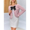 thumbnail image 2 of Women's Long Sleeve Round Neck Knitted Sweater Coat Buttoned crop Sweater Cardigan, 2 of 6