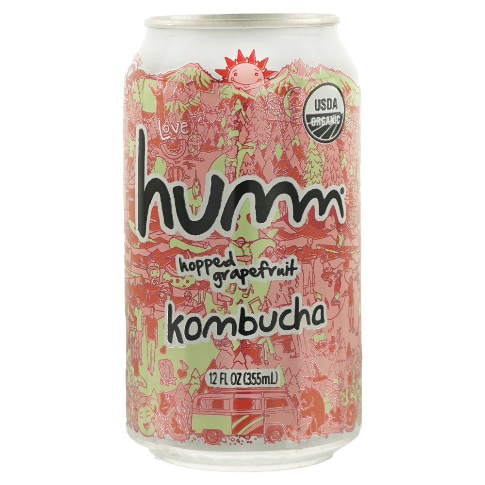 Humm Kombucha Tea, Hopped Grapefruit, Probiotic, 12Pack, 12oz Can