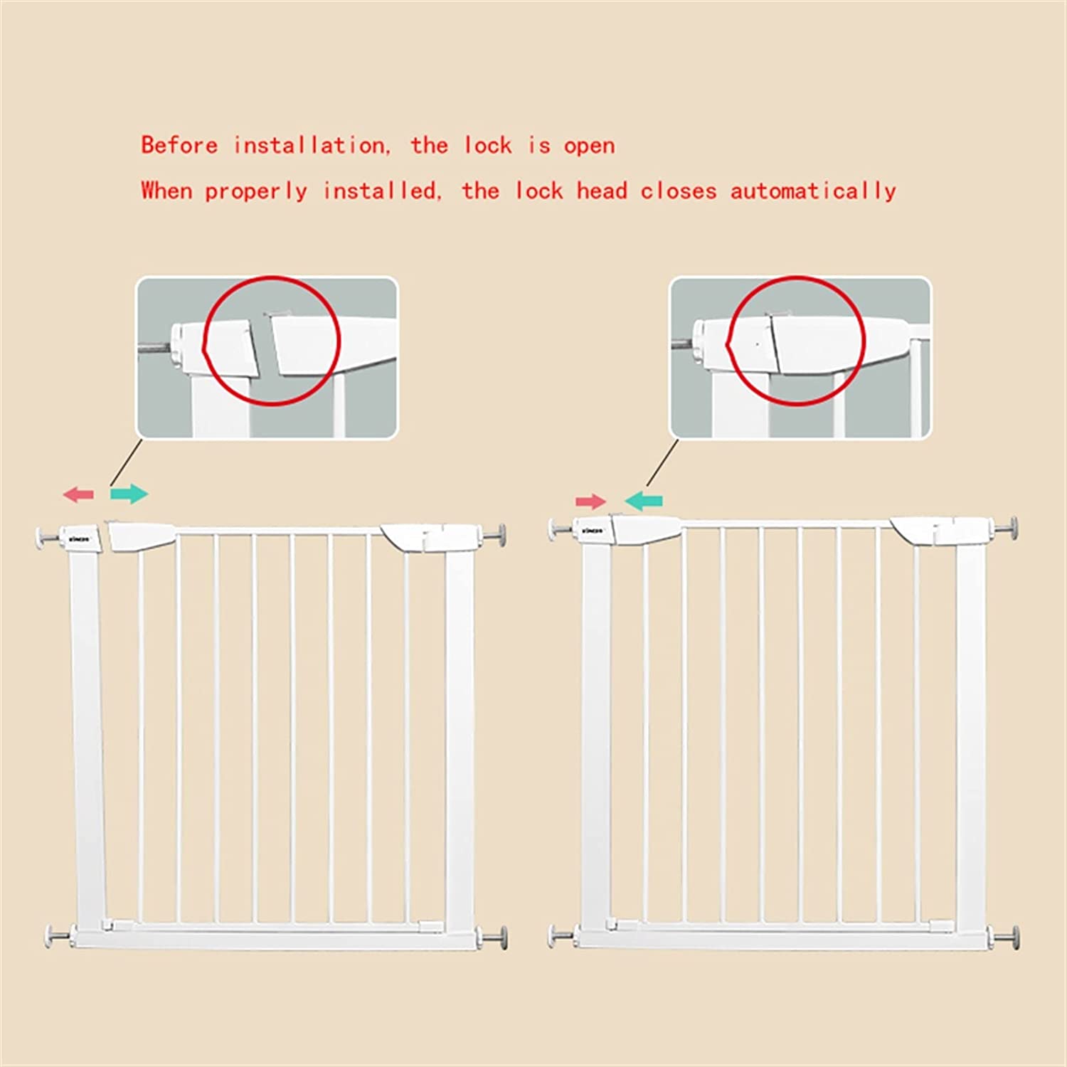 Gamvdout Stair Gate for Dogs, Extra Wide Pet Safety Gate, Tall 75Cm Dog Gate Indoor Extendable Stair Gate, No Drilling/White/75-82Cm