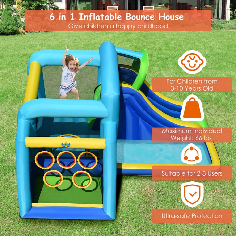 Aimee Lii 5-in-1 Kids Inflatable Climbing Bounce House without Blower, Playhouse for Kids Outdoor