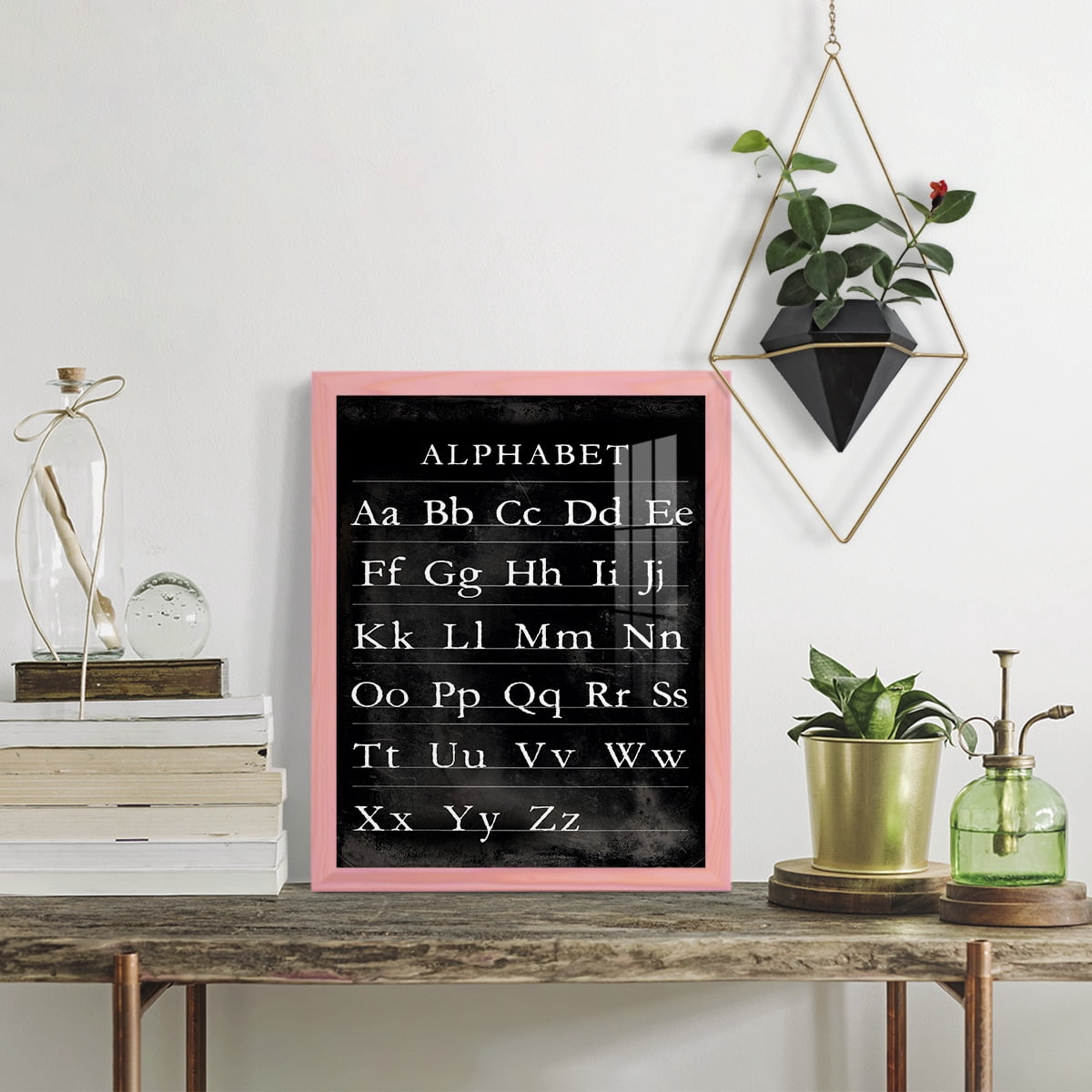 Alphabet Chart - Framed Print w/glass - Sunset Pink