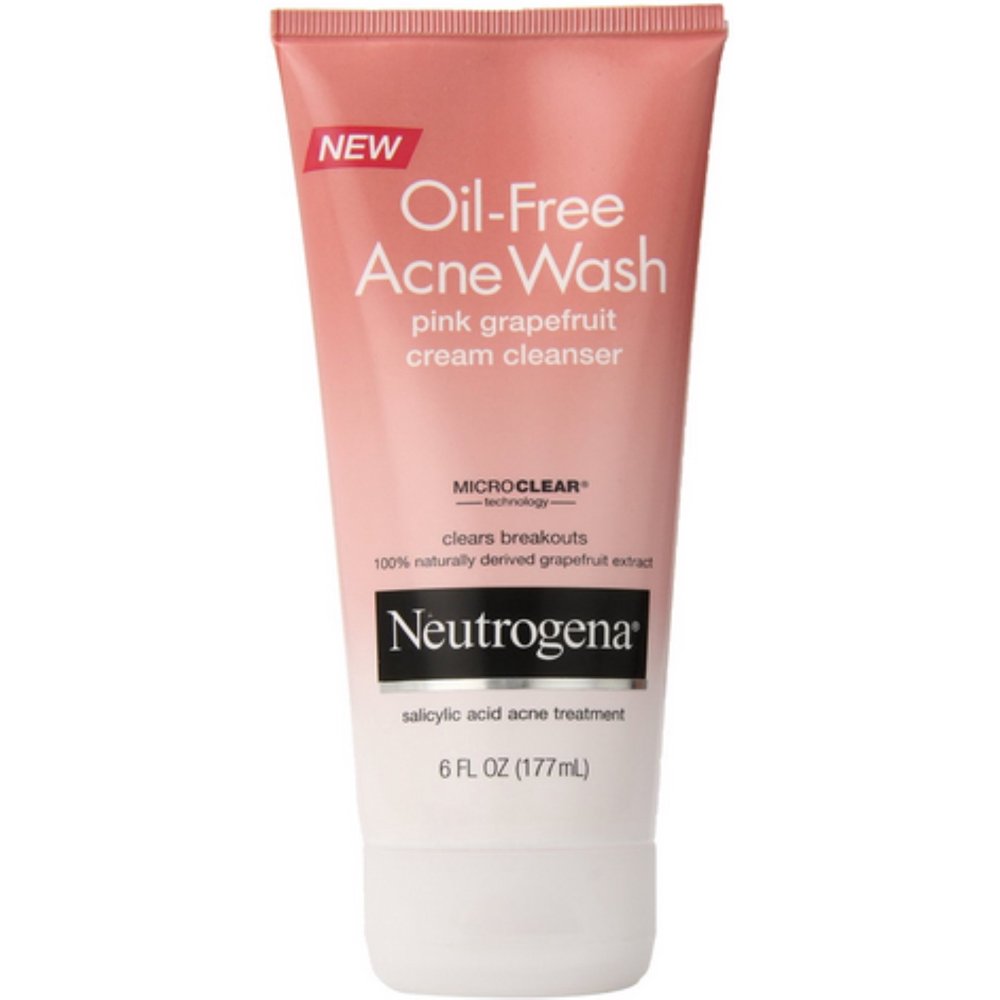 Neutrogena OilFree Acne Wash Cream Cleanser, Pink Grapefruit 6 oz