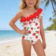 thumbnail image 2 of Fesfesfes Toddler Baby Children Girls One Piece Swimsuit Skinny Monokini Swimwear Beach Wear Bathing Suit Cute Printed One Shoulder Swimsuit, 2 of 9