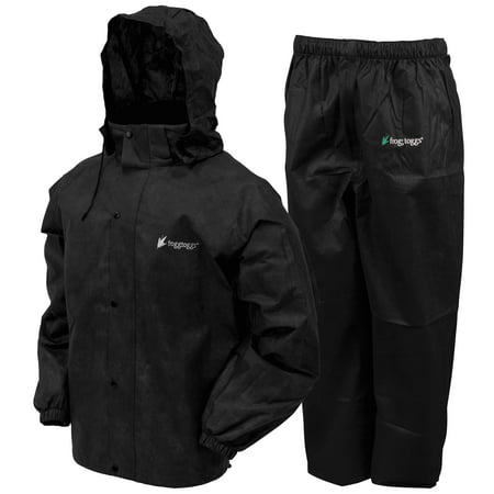 Frogg Toggs All Sport Rain Suit, Black Jacket/Black Pants, Size