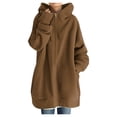 thumbnail image 2 of FAOWME Women's Hoodies With Pocket Drawstring Long Sleeve Solid Color Zipper Casual Comfortable Warm Sweatshirt For Fall Winter Daily Wear Coffee Xxl, 2 of 6