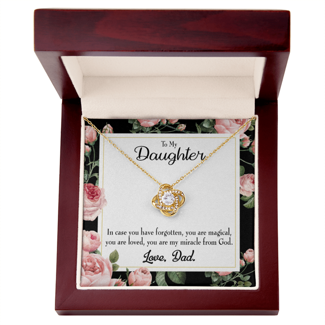 To My Daughter Dad's Magical and Miracle Daughter Infinity Knot Necklace Message Card