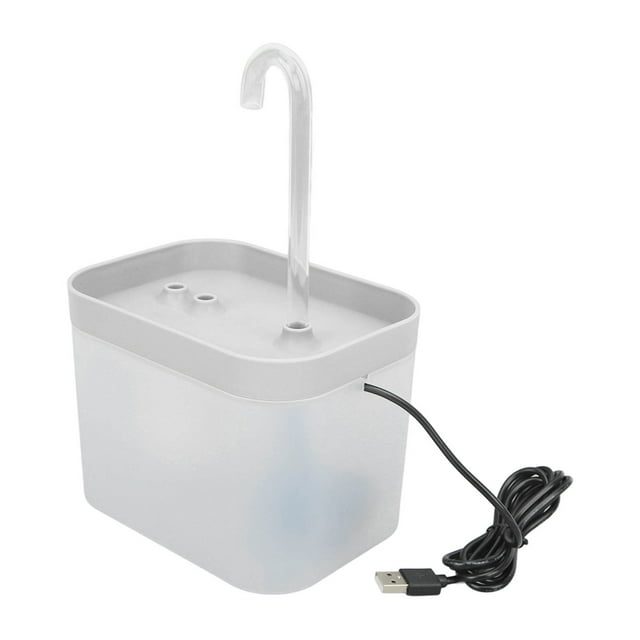 Pet Drinking Fountain, IPX8 Waterproof PP Automatic Circulation Cat Water Fountain With Elbow Nozzle For Dogs Transparent White