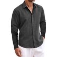thumbnail image 3 of Thrilos Mens Dress Shirts Long Sleeve Tops Button Up Work Shirts Casual Linen Shirt for Men, 3 of 7