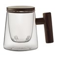 thumbnail image 1 of Taza de té de vidrio con infusor y tapa, taza de té con mango de madera, taza de café de vidrio, taza de café de boca ancha y gran capacidad, 1 of 5