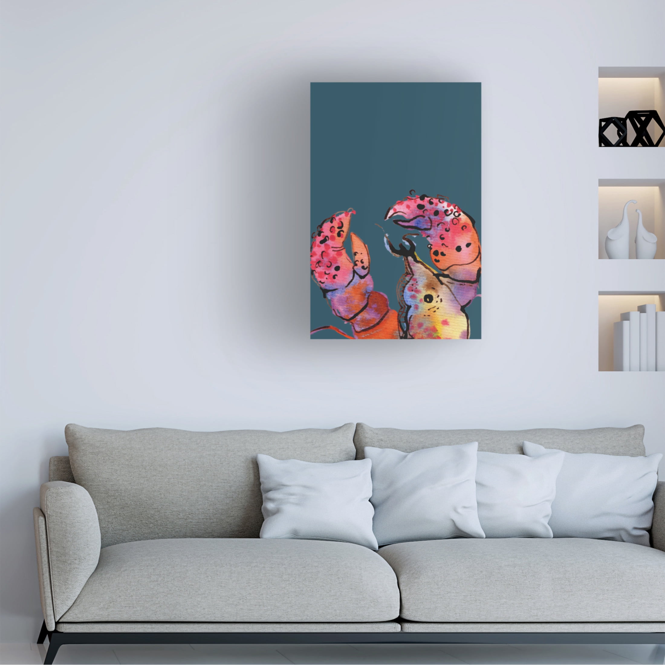 Trademark Fine Art Ania Zwara  Lobster On Dark Blue Canvas Wall Art