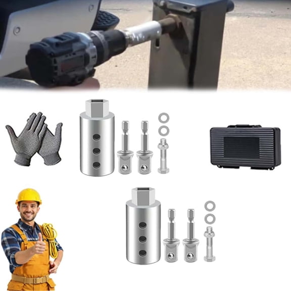 Stainless Steel Trailer Jack Electric Drill Adapter, Trailer Jack Drill Adapter, Labor Saving Power Attachment, Heavy Duty 1/2" to 1" Stainless Steel (2pcs)