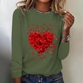 thumbnail image 2 of Cute Heart Tshirt for Womens Valentine's Day Long Sleeve Crewneck Tops Comfy Basic Tee Holiday Top, 2 of 4