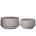 thumbnail image 1 of Benjara BM208755 Cement Pot with Octagonal Interlocked Pattern, Gray & Brown - Set of 2, 1 of 1