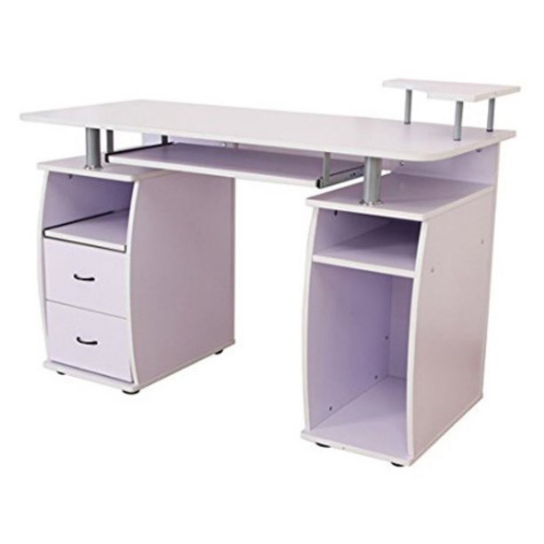 Home Office Computer Desk with Elevated Shelf