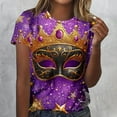 thumbnail image 6 of NuoCaiYun Happy Mardi Gras T Shirt for Women New Party Carnival Printed Round Neck Short Sleeve T-Shirt Tops, 6 of 6